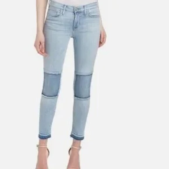 NEW Hudson Midrise Ankle Suzzi Super Skinny knee patch jeans size 26 - Picture 1 of 11